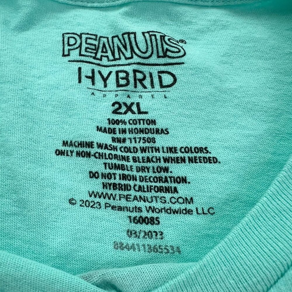 Peanuts Snoopy Hybrid "Ill Do It Tomorrow" Graphic T-Shirt 2XL Teal Short Sleeve - Picture 4 of 7